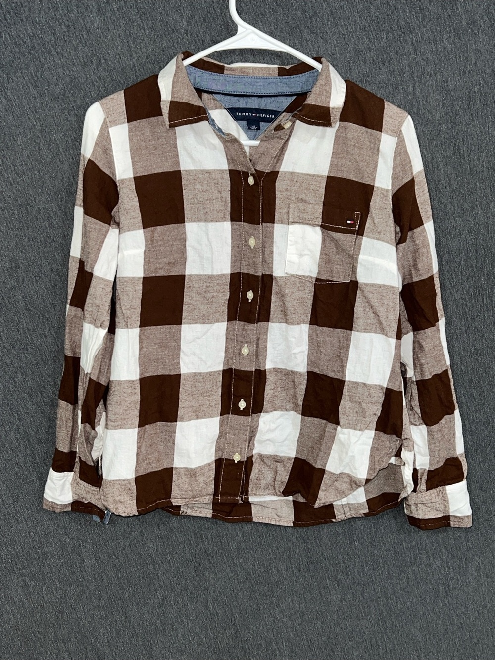Tommy Hilfiger Brown & White Buffalo Check Casual Button-Down Shirt